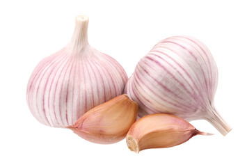 Close-up, garlic and garlic cloves isolated, transparent PNG, PNG format,  Raw garlic