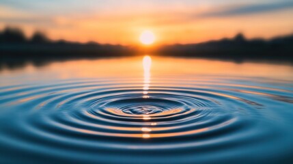 Sunset Ripples Reflecting Golden Hues On Calm Water