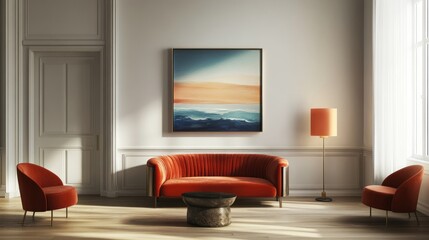 Modern Living Room Interior Design with Abstract Artwork