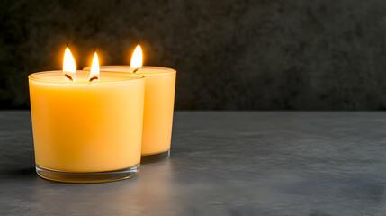Burning Candles on Dark Background - Realistic Image