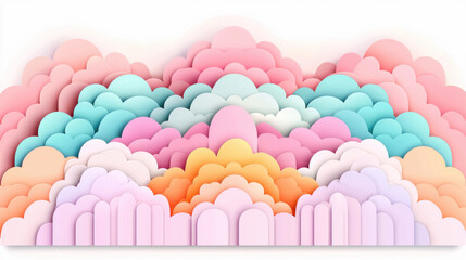 Obraz premium Colorful pastel clouds in layered abstract design, blending soft hues for dreamy and serene atmosphere
