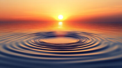 Sunset Reflection Ripples In Calm Ocean Water