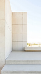 Modern concrete structure featuring clean lines and minimalistic design in outdoor space