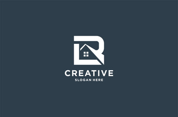 LR house logo design premium vector.