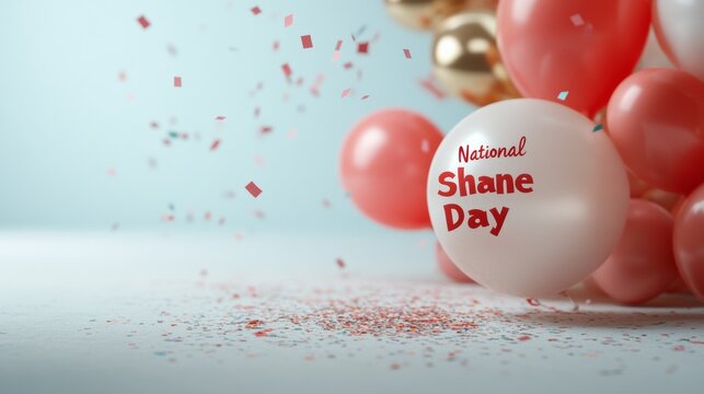 Festive Balloon Typography National Shane Day and Spring Equinox - Vibrant Celebration Design for Seasonal Marketing and Event Planning
