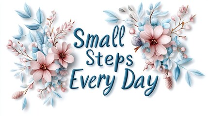 Small Steps Every Day - motivational message. Modern calligraphy inspirational text and decor