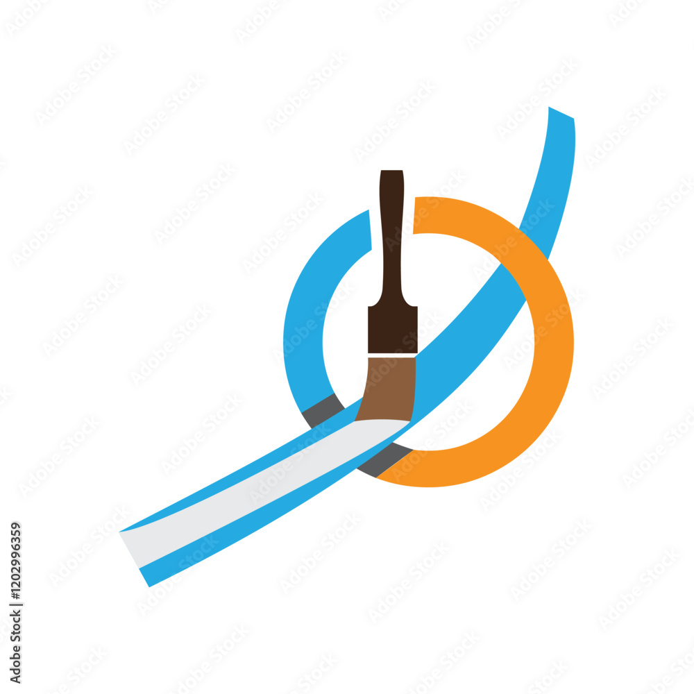 Fototapete a simple, vector-style image with a clean look is a paintbrush, which represents an o writing