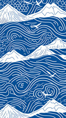 Blue Mountain Wave Illustration