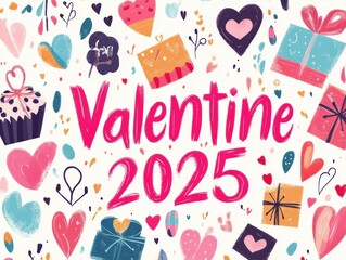Valentine s Day 2025 Love Hearts Gifts Postcard Design