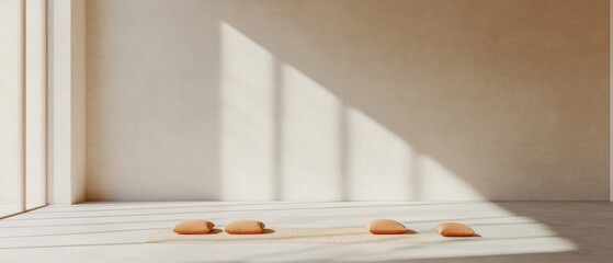 Contemporary Ramadan Minimalism Glass-Partitioned Prayer Spaces with Natural Light and Rugs - Sustainable Design for Event Venues and Meditation Studios