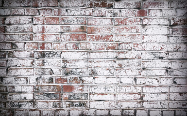 Grunge white painted brick wall background