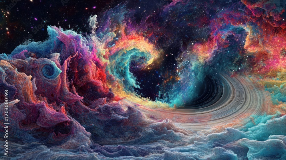 Poster cosmic nebula waves swirling through space