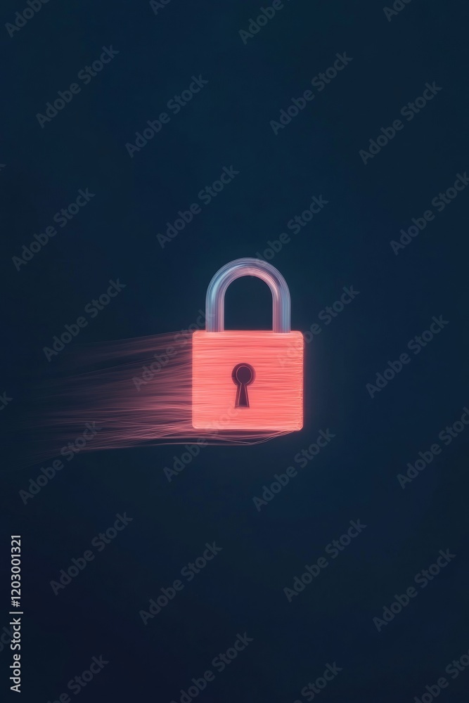 Leinwandbilder illuminated digital lock art neon glow and data flux symbolizing encrypted privacy for cybersecurity