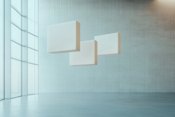 Minimalist Holographic Screens in Concrete and Glass Office Futuristic Digital Transformation for Smart Workspaces and Innovative Business Environments