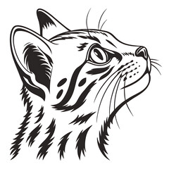 African Black-footed Cat  head silhouette vector, logo type