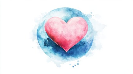 Obraz premium Watercolor hand painted planet Love Earth concept,white background,Symbol of life,Environmental problems and environmental protection ecology,Hand drawn Globe watercolour paint,Earth Day.