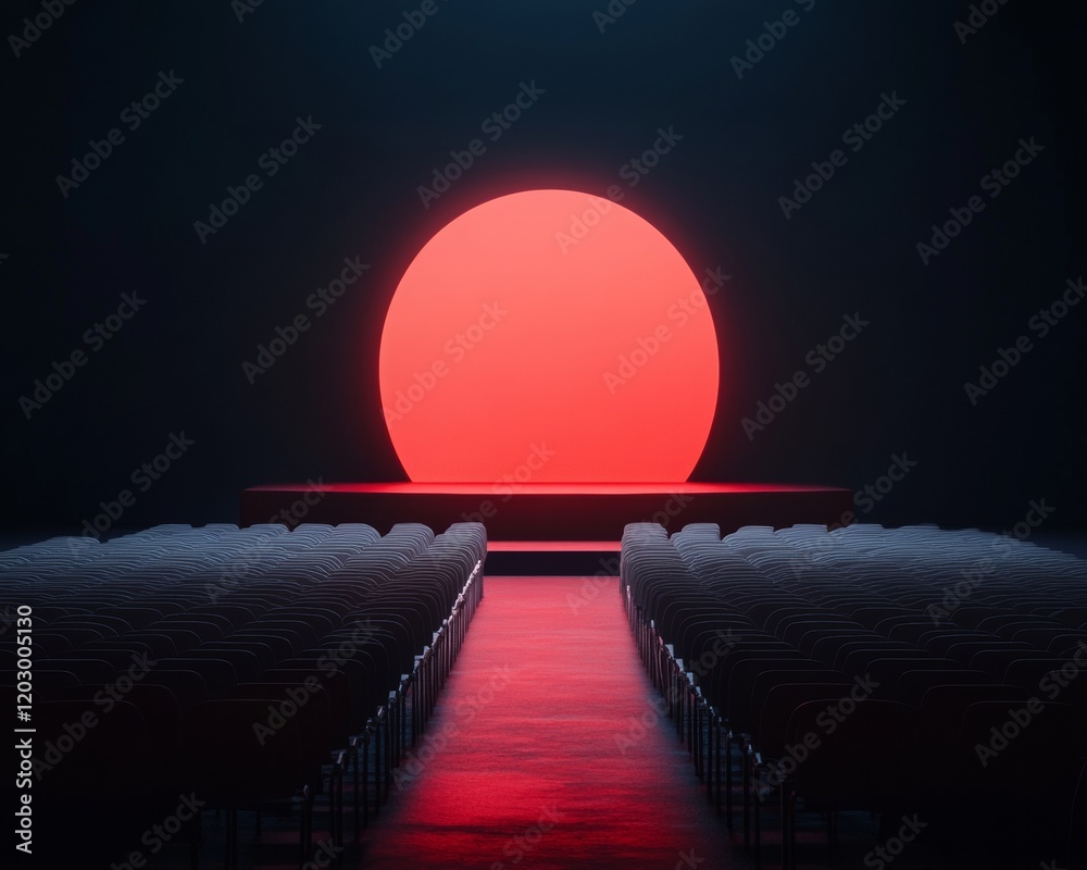 Leinwandbilder neon minimalist stage setup with led backdrop for interactive community events - multiuse venue desi