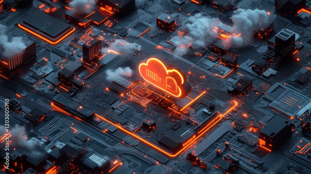 Aufkleber Cloud Computing Network Infrastructure Digital Technology