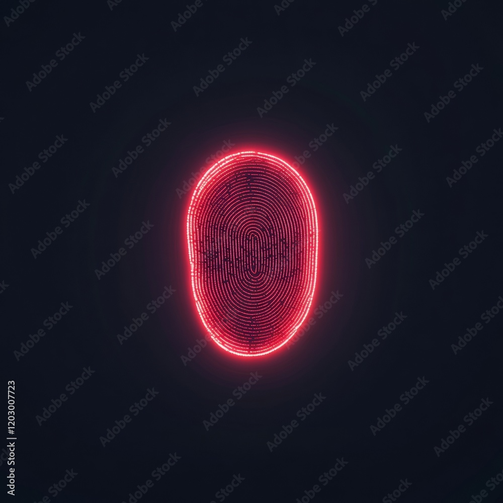 Poster Neon Digital Fingerprint Art Encrypted Binary and Cyber Symbols Highlighting Secure Authentication for Modern Cybersecurity Solutions