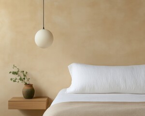 Minimalist Bedroom Design Neutral Tones with Textured Bedding and Ceramic Decor - Contemporary Luxury Lifestyle and Sustainable Interior Inspiration