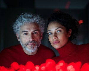 Contemporary Cybersecurity Duo Diverse IT Professionals Analyzing Digital Displays in Ambient Server Room - Network Protection Strategies for Corporate Innovation