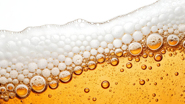 close up of beer bubbles
