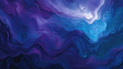 Fototapeta premium Abstract cosmic swirls of blues and purples, a digital painting of celestial nebulae