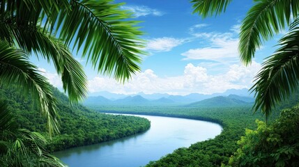 Serene Tropical River Landscape