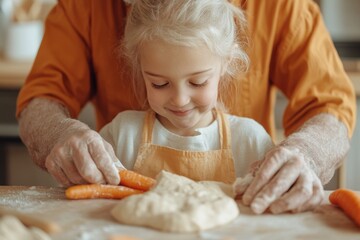 Cozy Culinary Bonding Multigenerational Home Cooking in Rustic Farmhouse Kitchen - Family Engagement and Sustainable Living Content for Modern Lifestyle Campaigns