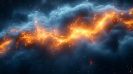 Fototapeta premium Fiery River Flows Through Cosmic Cloudscape
