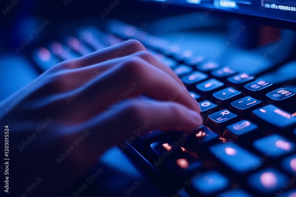 Aufkleber Neon Cyber Keyboard Focus RGB-lit Gaming Keys and Precision Grip for Immersive Digital Play - Cutting-edge Tech Setup in E-sports Marketing and Gaming Hardware Influence