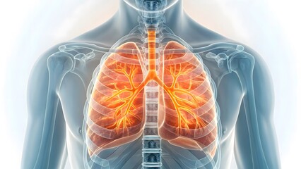 3D Medical Illustration Lungs & Ribcage X-Ray Anatomy V3