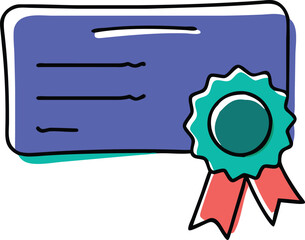 Modern Certificate Vector with Green Badge and Red Ribbon
