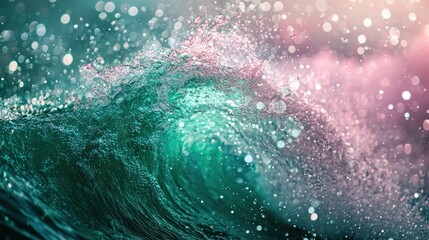 Ocean Wave Splashing with Sparkling Water