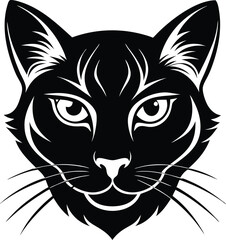 Obraz premium Beautiful animal cat head vector silhouette black color artwork illustration
