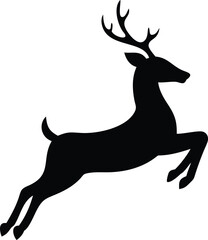 Elegant Deer Silhouette Vector Illustration in Mid-Leap
