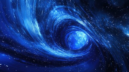 Celestial Vortex A Swirling Blue Nebula Envelops A Distant Planet