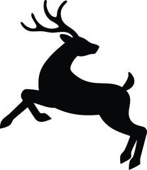 Elegant Deer Silhouette Vector Illustration in Mid-Leap
