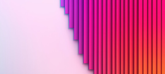 Obraz premium Vibrant gradient background with layered vertical bars in pink, purple, and orange tones, creating modern abstract design