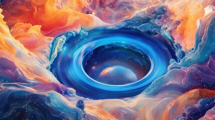 Cosmic Nebula Swirling Around Celestial Ring