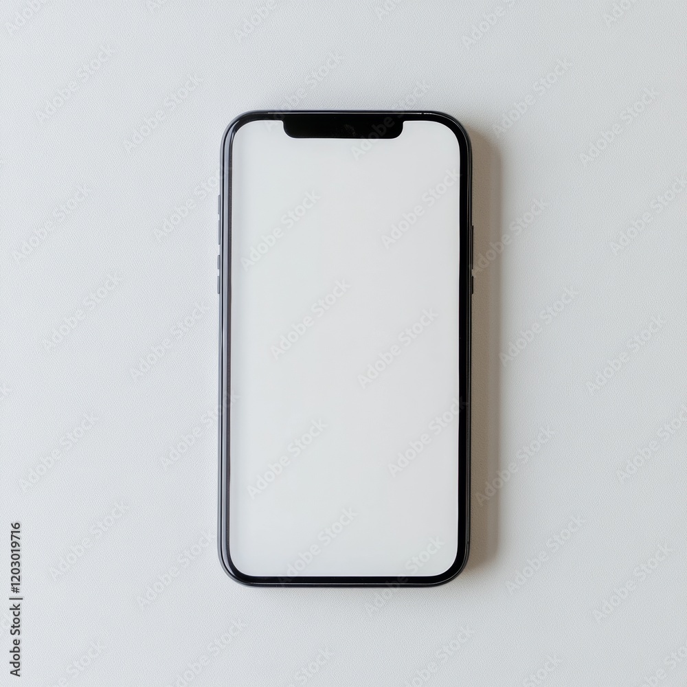 Aufkleber Minimalistic Smartphone Frame on White Background for Innovative UI/UX Mockups - Streamlined Design in Tech and Digital Marketing for Versatile Business Branding Solutions