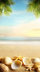Seashells Beach Summer Background Illustration