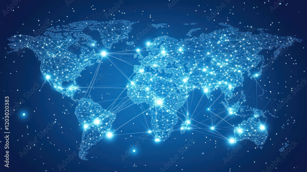 Poster global network connections illustrating worldwide interconnectivity