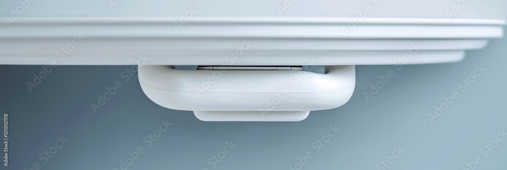 Poster sleek minimalist cable management streamlined white enclosure under desk - enhancing functional desi