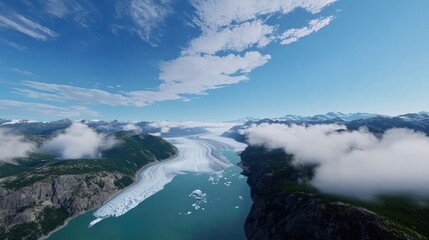 Obraz premium Aerial view of glacier and mountains