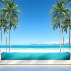 Tropical Beach Pool 3D Illustration