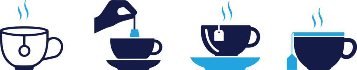 Tea cup tea icons set You can easily change the color.