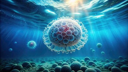 Aquatic slime organism floating in the ocean, aquascum, ocean, organism, creature