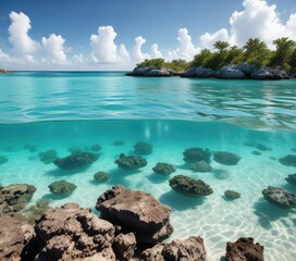Anguilla's marine life in a crystal clear lagoon, coral reef, sea creatures, lagoon