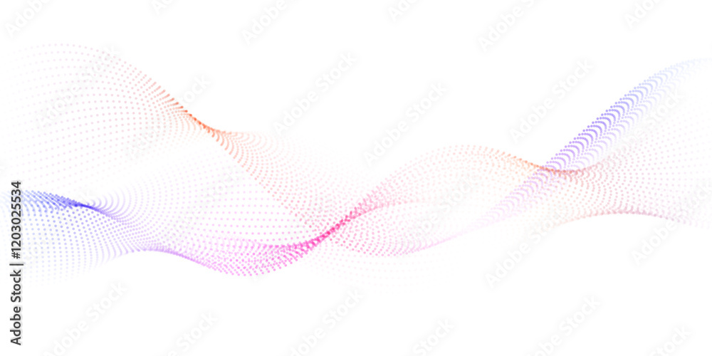 Wall mural flowing particles form waves, a gradient light pattern. modern technology background vector illustra